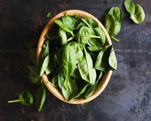 Top view of healthy food ingredients on table